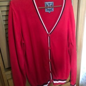 Young men’s Red button down sweater.  Size L